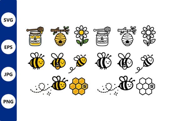 Bee Collage Graphics for Crafting