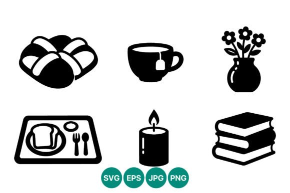 Black and White Bread Tea Flowers Candle Graphics