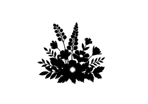 Black Floral Arrangement Graphics for Digital Sellers