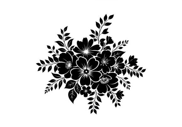 Black Floral Bouquet Graphics for Modern Design