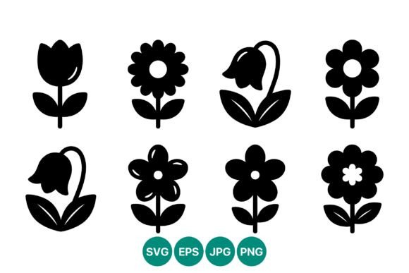 Black Silhouette Flower Vector Art
