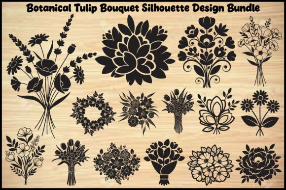 Botanical Tulip Bouquet Silhouettes: A Graphic Design Asset for Branding