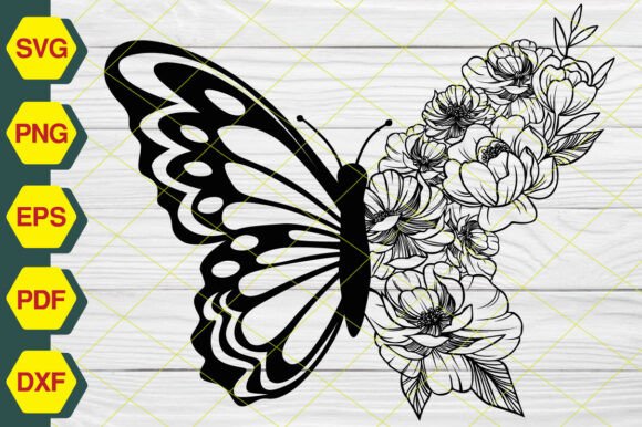 Butterfly Flower Graphics for Local Business Branding