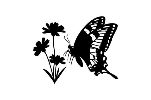 Butterfly Silhouette with Flowers Black: A Graphic Designer’s Perspective