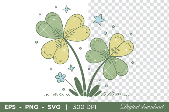 Cute Clover Flowers St Patrick Spring Graphics