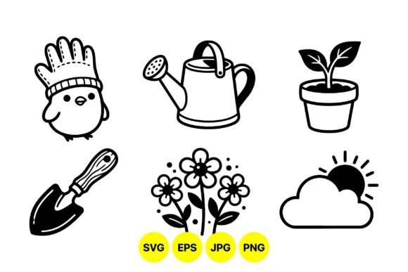 Cute Garden Tools Vector Set for Branding and Packaging