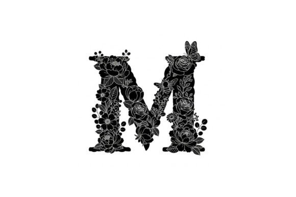 Floral M Silhouette Graphics for Modern Editorial Design