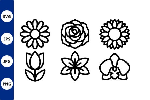 Flower Icon Set Graphics for Digital Selling
