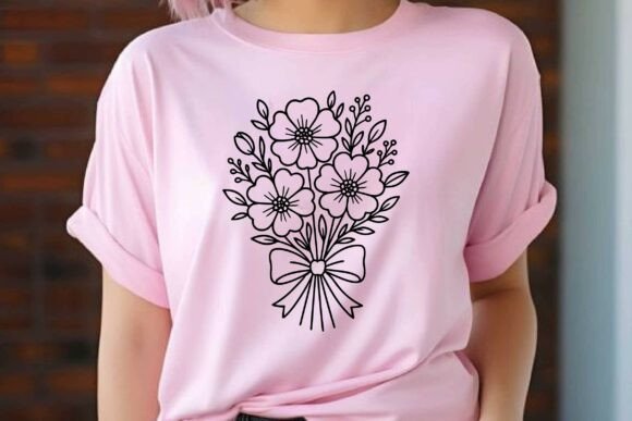 Flowers with Coquette Bow Silhouette Graphics
