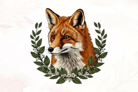Fox Profile Illustration with Graphics