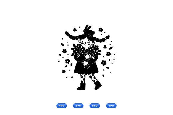Girl Holding Flowers SVG: A Whimsical Graphic for Creative Projects