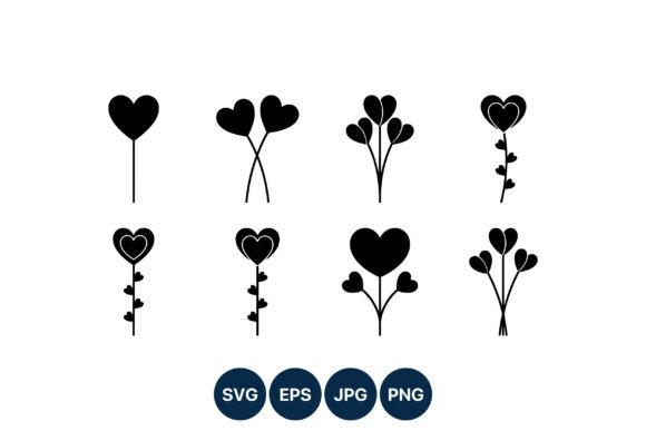 Heart Balloons and Flowers Vector