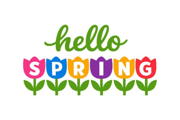 Hello Spring Tulip Flowers SVG