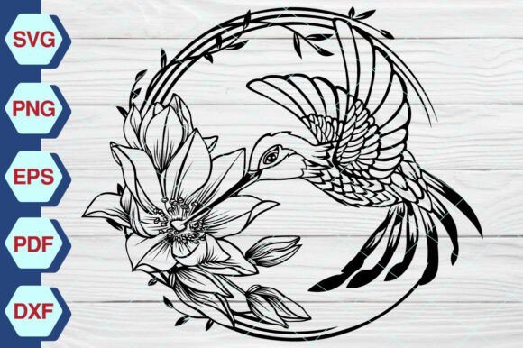 Hummingbird with Flowers SVG EP307