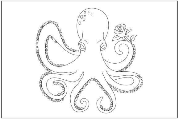 Octopus Gothic Roses Line Art Graphics
