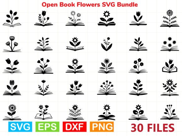 Open Book Flowers SVG Bundle