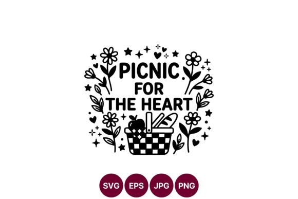 Picnic Basket with Flowers and Graphics
