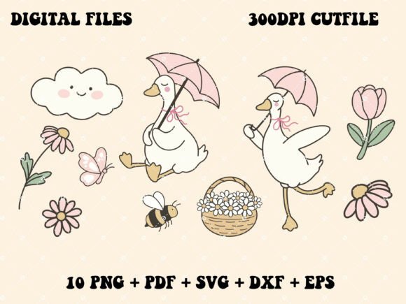 Silly Goose Spring Graphics for Creative Projects