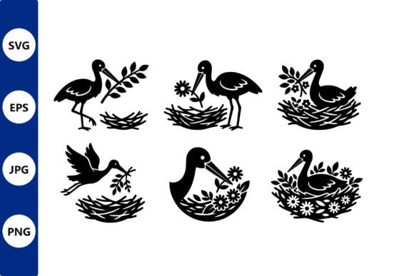 Stork Silhouettes Graphics for Digital Selling