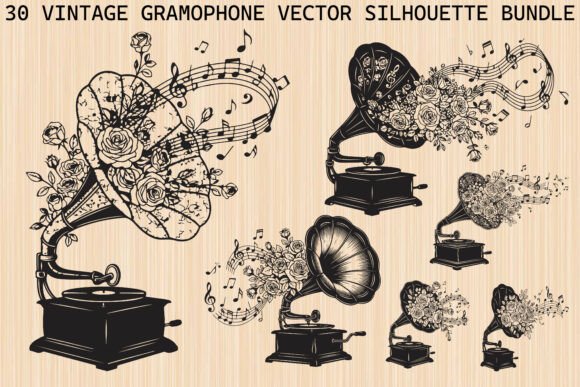 Vintage Gramophone Bundle for Blog and Web Graphics
